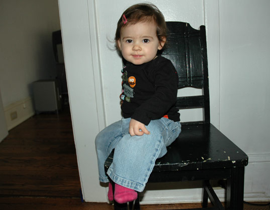with a pretty pink barrette, too
